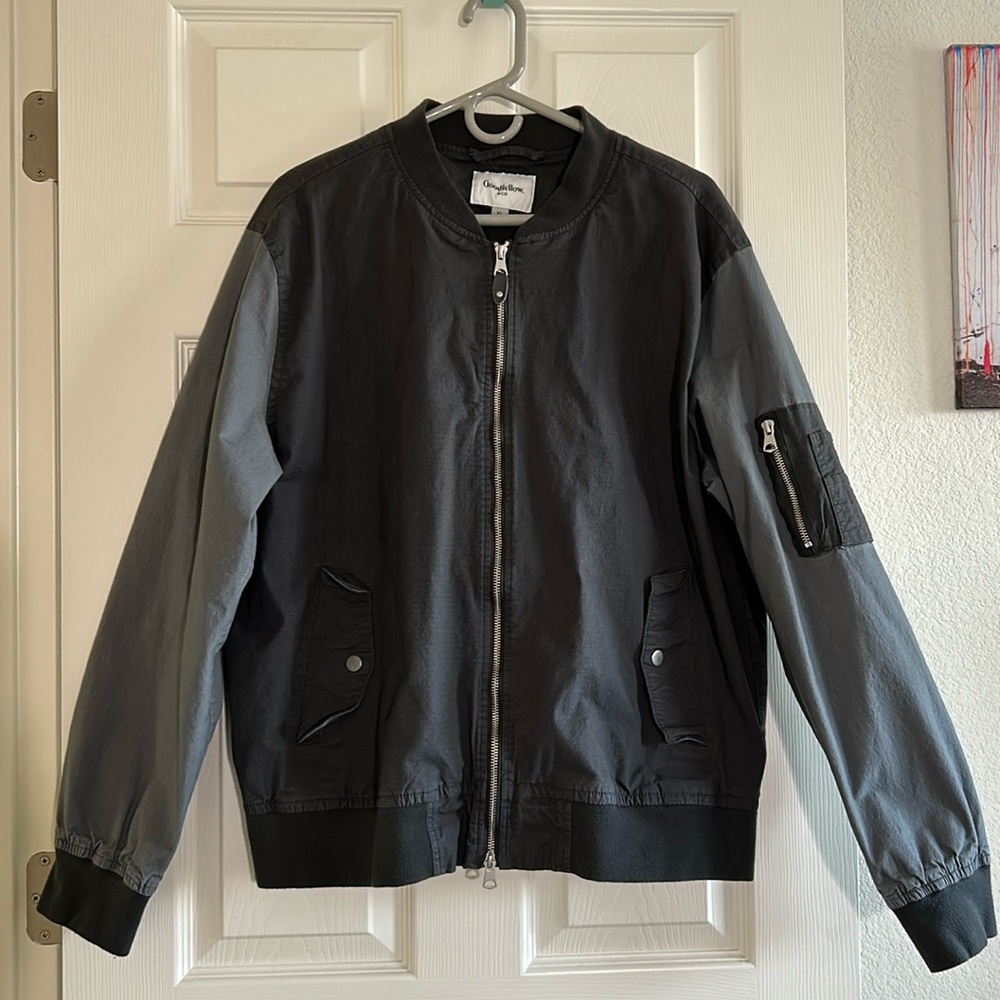 Goodfellow & Co Gray Bomber Jacket with Ribbed Details